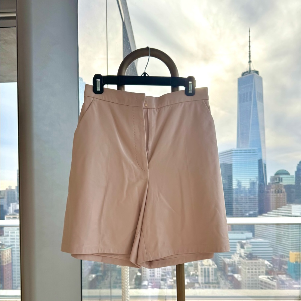 MaxMara High Waisted  Soft Pink Lamb Leather Shorts